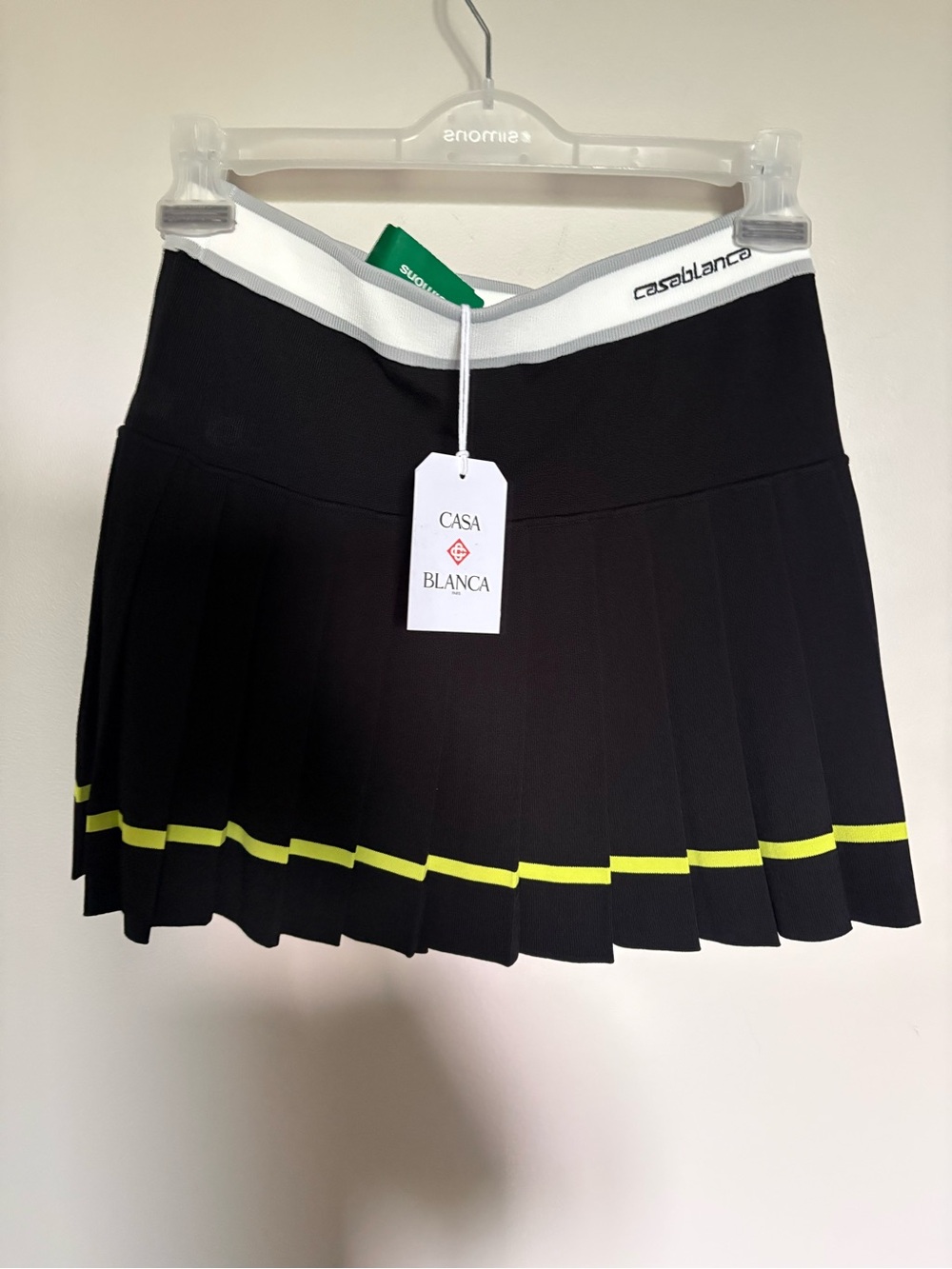 NWT- Casablanca  mini Skirt with Neon Yellow Stripe